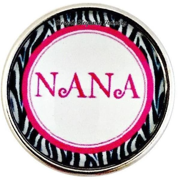 Pink and Black Nana Snap 20mm for Snap Charm Jewelry - Snap Jewelry