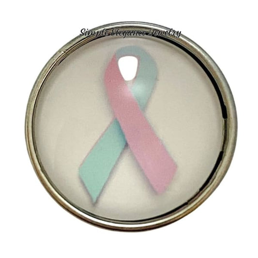 Pink and Blue Ribbon Snap Charm 20mm - Snap Jewelry