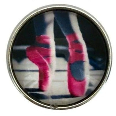 Pink Ballet Slipper Snap Charm 20mm - Snap Jewelry