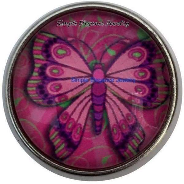Pink Butterfly Snap 20mm - Snap Jewelry