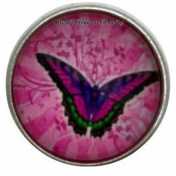 Pink Butterfly Snap Charm 20mm for Snap Jewelry - Snap Jewelry