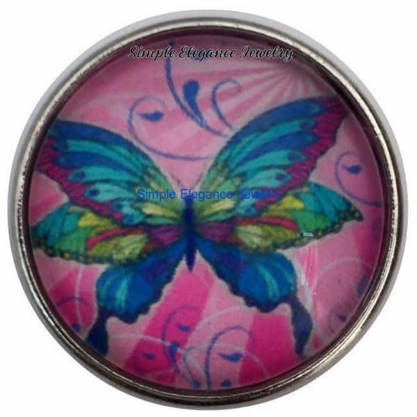 Pink Butterfly Snap Charm 20mm - Snap Jewelry
