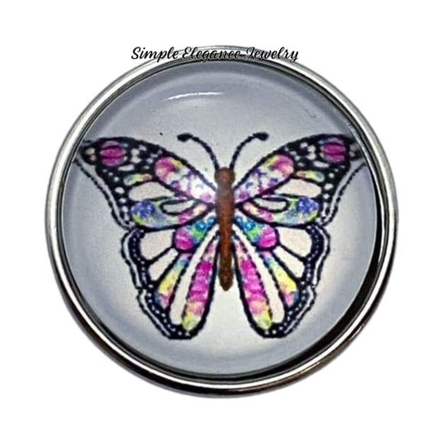 Pink Butterfly Snap Charm 20mm - Snap Jewelry