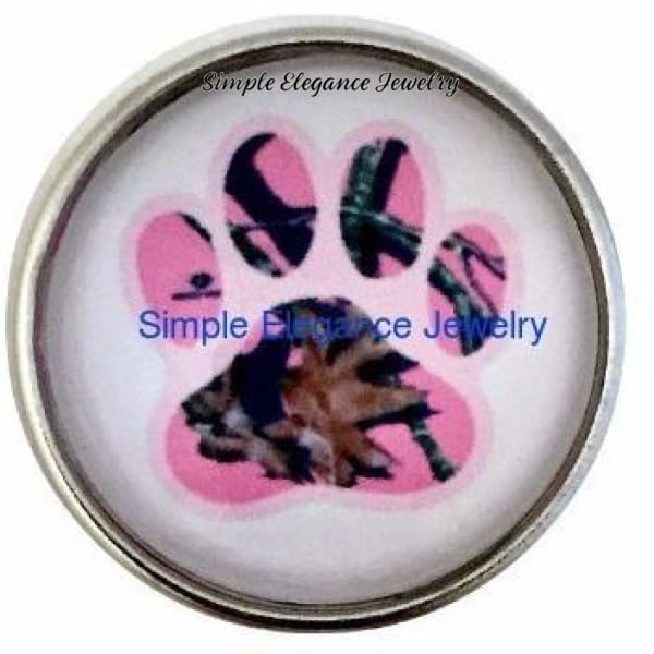 Pink Camo Paw Snap 20mm - Snap Jewelry