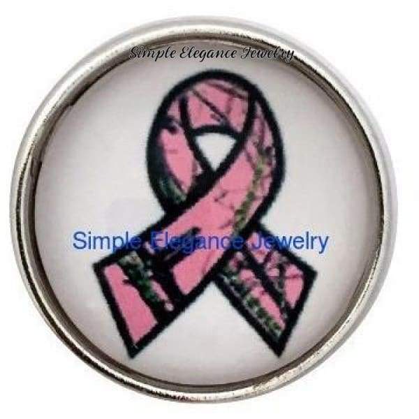Pink Camo Pink Ribbon Snap 20mm for Snap Jewelry (141) - Snap Jewelry