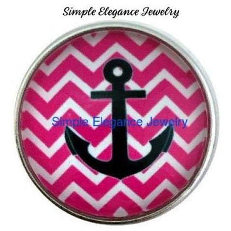 Pink Chevron Anchor Snap 12mm Snap or 20mm Snap - 20mm Snap - Snap Jewelry