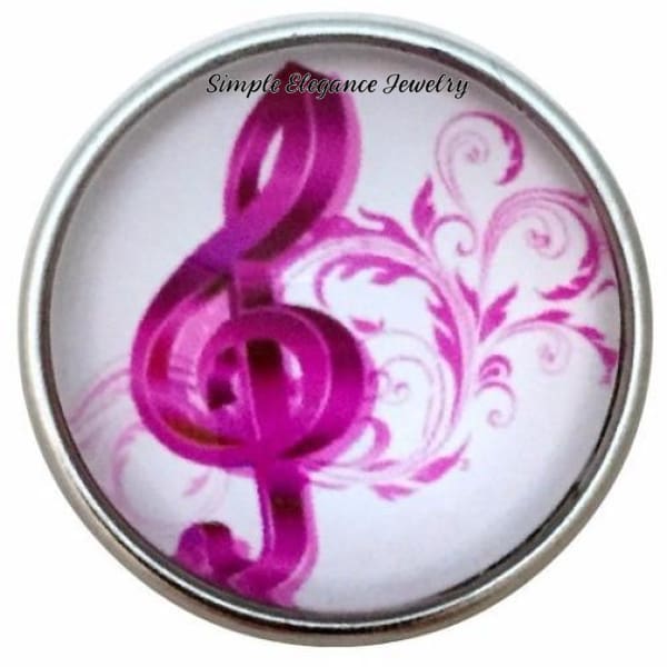Pink Clef Music Note 20mm for Snap Jewelry - Snap Jewelry