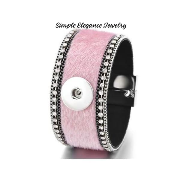 Pink Fur Magnetic Snap Bracelet 18mm-20mm - Snap Jewelry