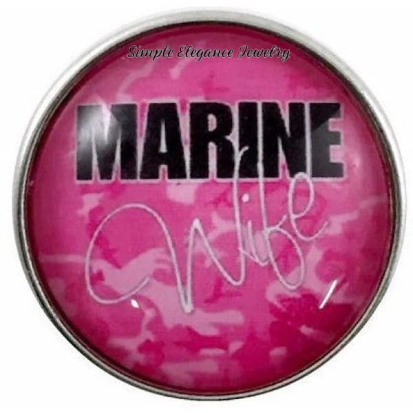 Pink Marine Wife Snap 20mm for Snap Jewelry - Snap Jewelry