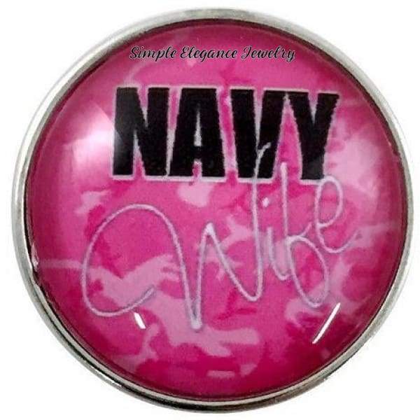 Pink Navy Wife Snap 20mm for Snap Jewelry - Snap Jewelry