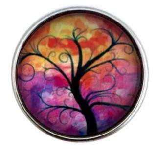 Pink-Orange Tree of Life Snap Charm 20mm - Snap Jewelry