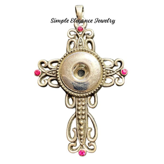 Pink Rhinestone Cross Pendant - Snap Jewelry