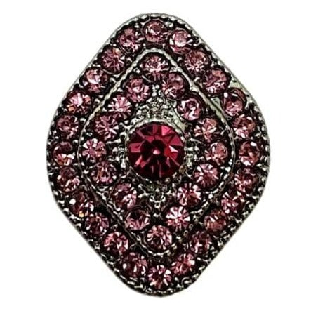 Pink Rhinestone Diamond Shaped Snap Charm - Snap Jewelry