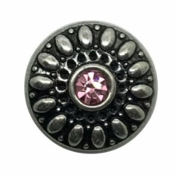 Pink Rhinestone Metal Snap 18mm (October Birthstone) - Snap Jewelry