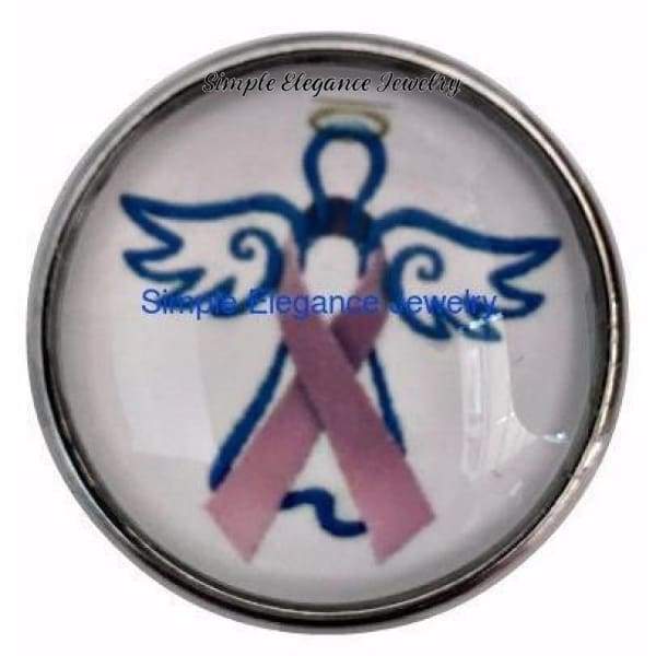 Pink Ribbon Angel 20mm Snap - Snap Jewelry