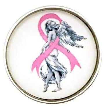 Pink Ribbon Angel Snaps 20mm for Snap Jewelry - Snap Jewelry