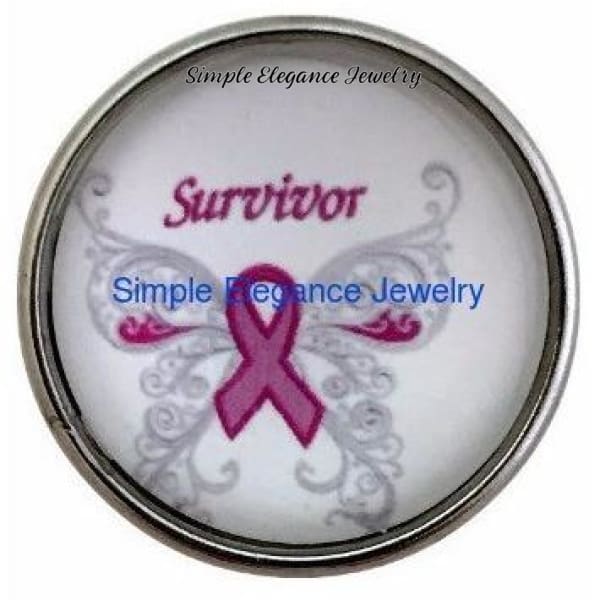 Pink Ribbon Survivor Snap 20mm - Snap Jewelry