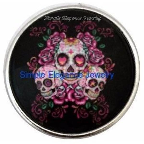 Pink Sugar Skull Collage 20mm for Snap Jewelry - Snap Jewelry
