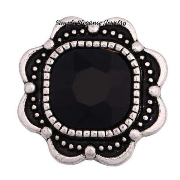 Polygon Flower Rhinestone Snap 20mm - Black - Snap Jewelry