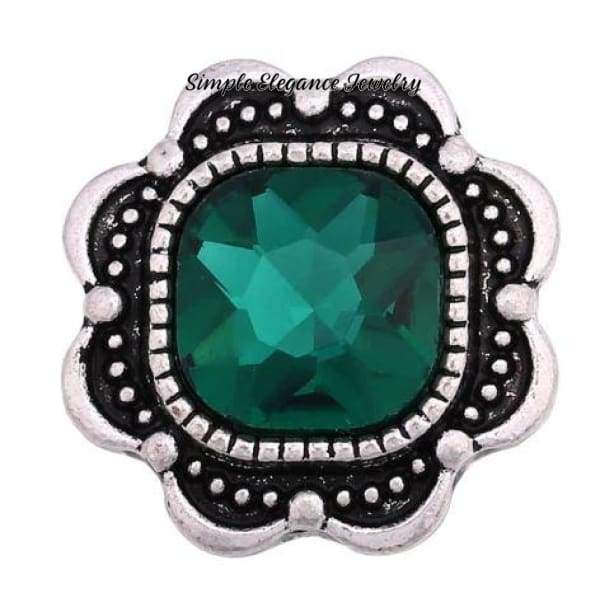 Polygon Flower Rhinestone Snap 20mm - Green - Snap Jewelry