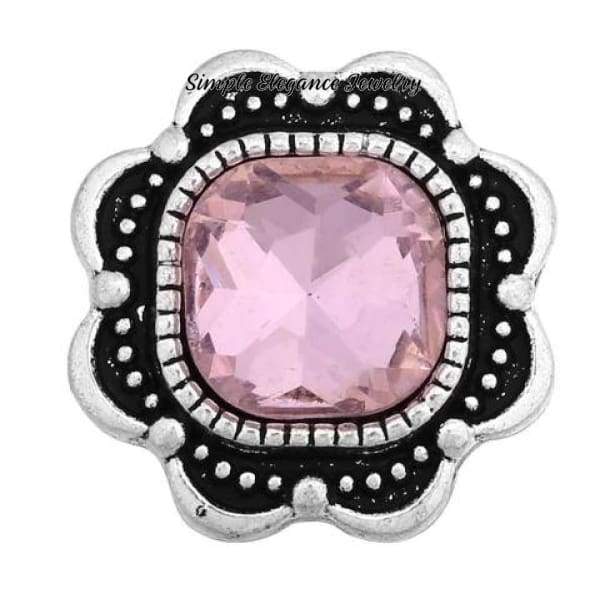Polygon Flower Rhinestone Snap 20mm - Pink - Snap Jewelry