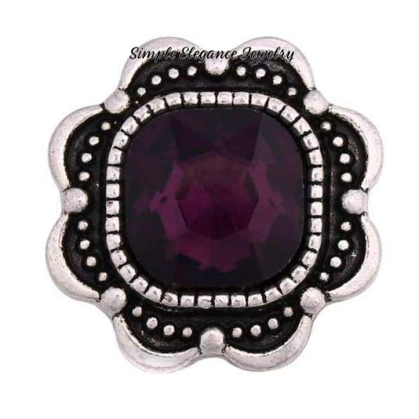 Polygon Flower Rhinestone Snap 20mm - Purple - Snap Jewelry