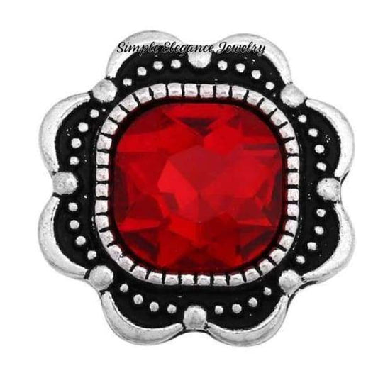 Polygon Flower Rhinestone Snap 20mm - Red - Snap Jewelry