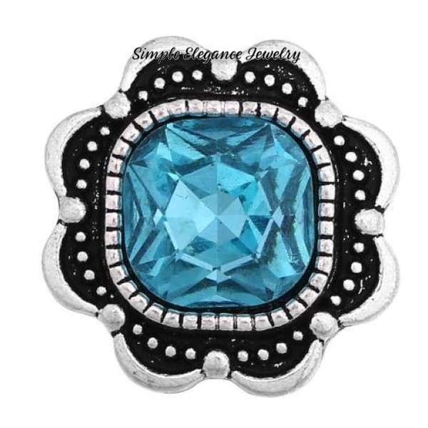 Polygon Flower Rhinestone Snap 20mm - Turquoise - Snap Jewelry