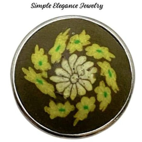 Polymer Clay Brown Flower Snap Charm 20mm - Snap Jewelry
