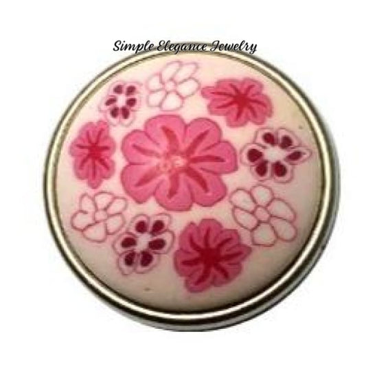 Polymer Clay Pink Flower Snap Charm 18mm - Snap Jewelry