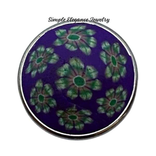Polymer Clay Purple Flower Snap Charm 18mm - Snap Jewelry