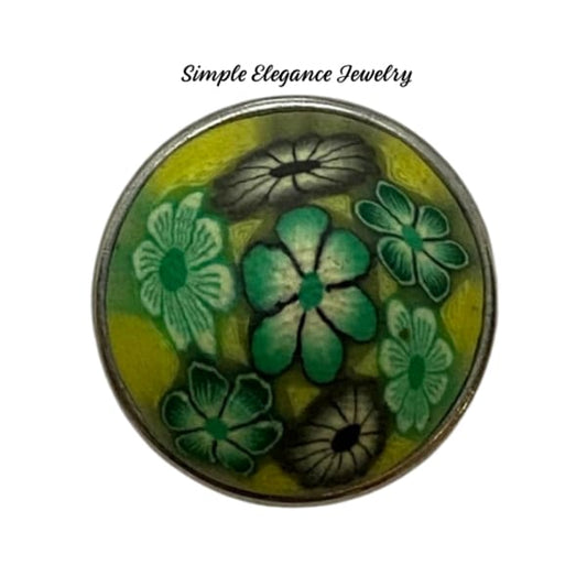 Polymer Clay Yellow Green Flower Snap Charm 20mm - Snap Jewelry