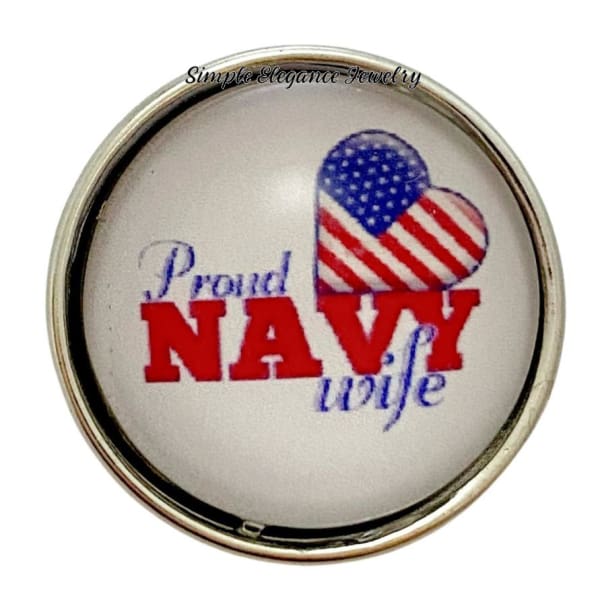 Proud Navy Wife Snap Charm 20mm - Snap Jewelry