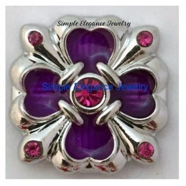 Purple 4 Leaf Clover Snap 20mm - Snap Jewelry