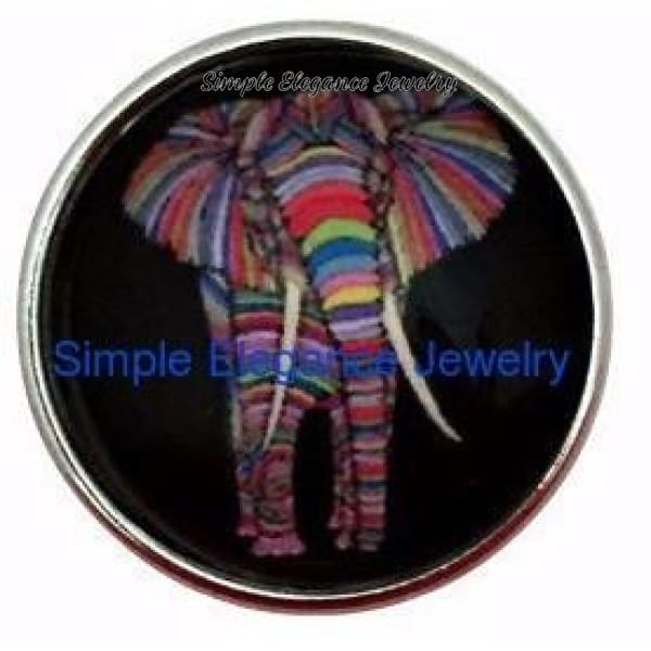 Rainbow Striped Elephant Snap 20mm for Snap Jewelry - Snap Jewelry