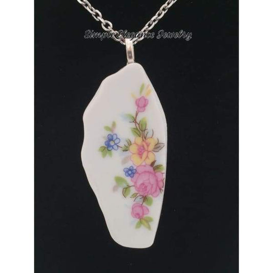 Recycled Broken China Floral Necklace - Broken China Jewelry
