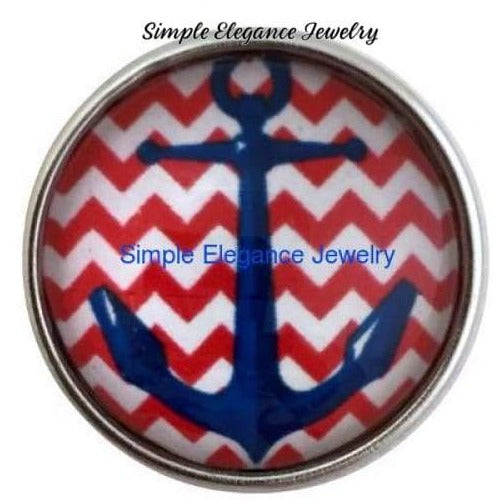 Red Chevron Anchor Snap Charm - 20mm Snap - Snap Jewelry