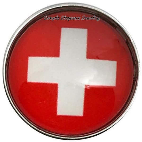 Red Cross Snap Charm 20mm for Snap Jewelry - Snap Jewelry