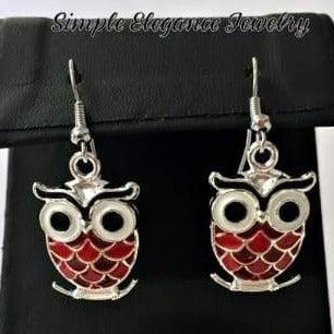 Red Enamel Owl Earrings - Earrings