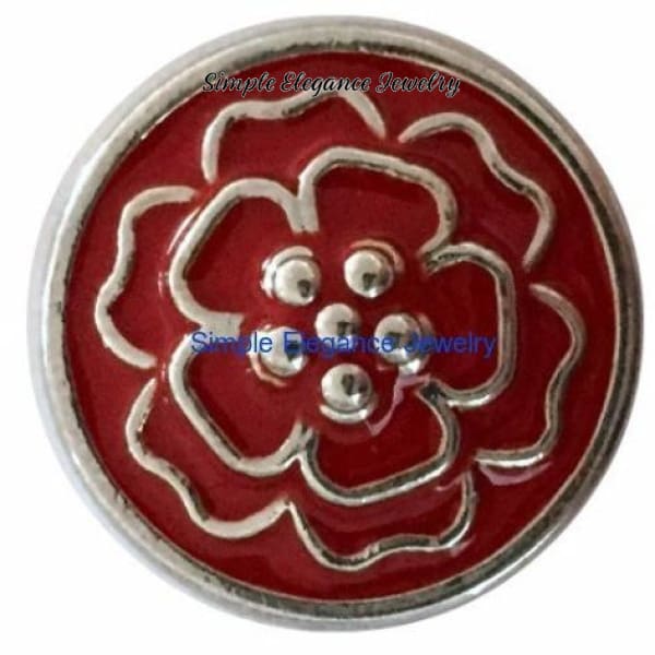 Red Metal Flower Snap 20mm for Snap Charm Jewelry - Snap Jewelry