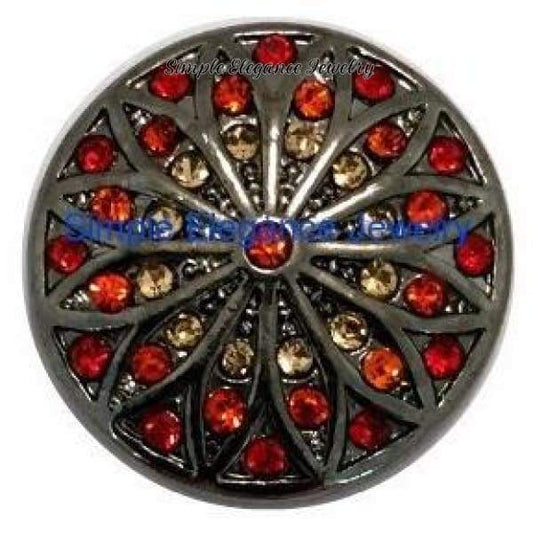 Red-Orange Rhinestone Metal Snap 20mm for Snap Charm Jewelry - Snap Jewelry