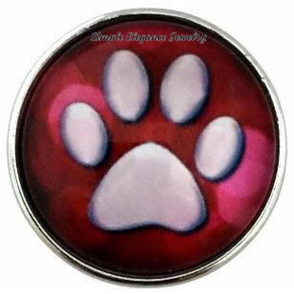 Red Paw Print Snap Charm 20mm for Snap Jewelry - Snap Jewelry