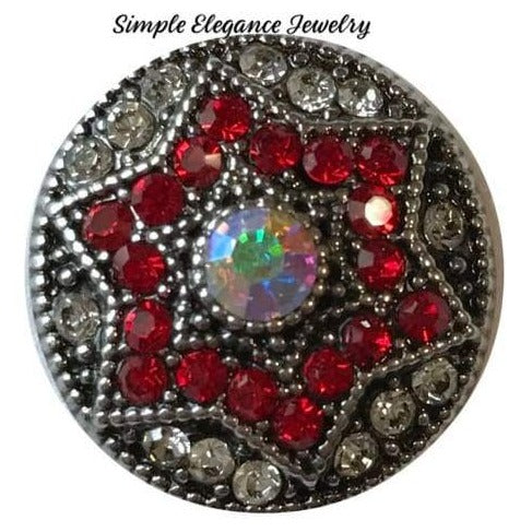 Red Rhinestone Star Snap 20mm for Snap Jewelry - Snap Jewelry