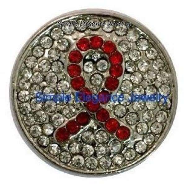 Red Ribbon Bling Snap Charm 20mm for Snap Charm Jewelry (154) - Snap Jewelry