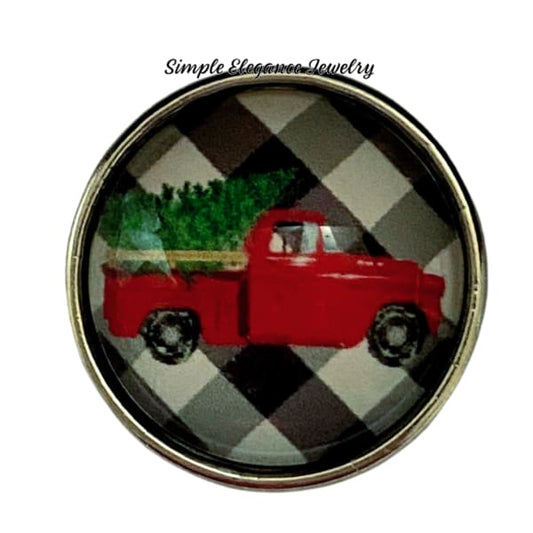 Red Truck Christmas Tree Snap Charm 20mm - Snap Jewelry