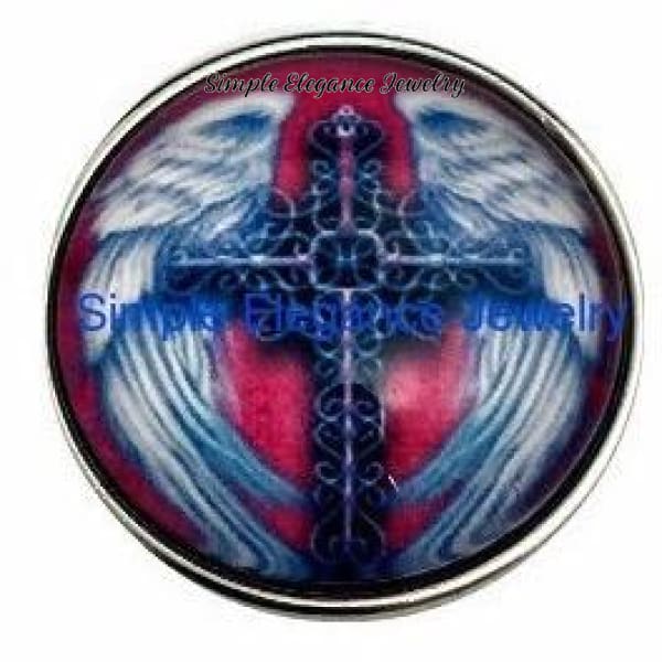 Red Winged Cross 20mm Snap for Snap Jewelry - Snap Jewelry