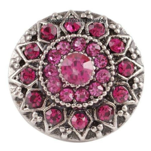 Rhinestone 20mm Snap-Snap Charm Jewelry - Pink - Snap Jewelry