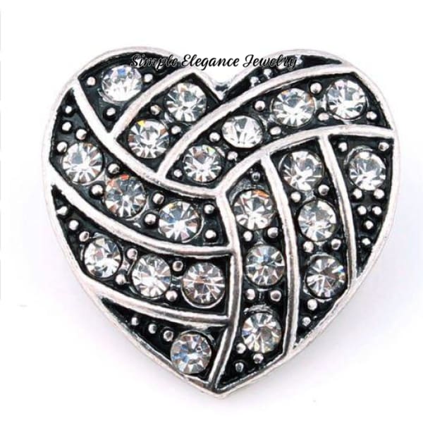 Rhinestone Birthstone Heart Snap 20mm - Clear - Snap Jewelry