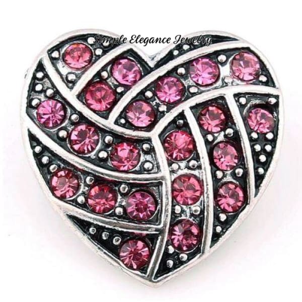 Rhinestone Birthstone Heart Snap 20mm - Pink - Snap Jewelry