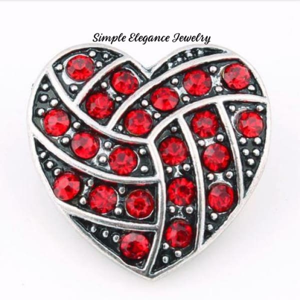 Rhinestone Birthstone Heart Snap 20mm - Red - Snap Jewelry